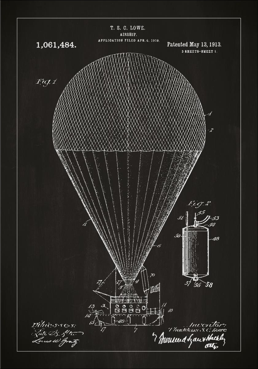 Compra Dibujo de patente Dirigible Negro Póster aquí BGASTORE ES