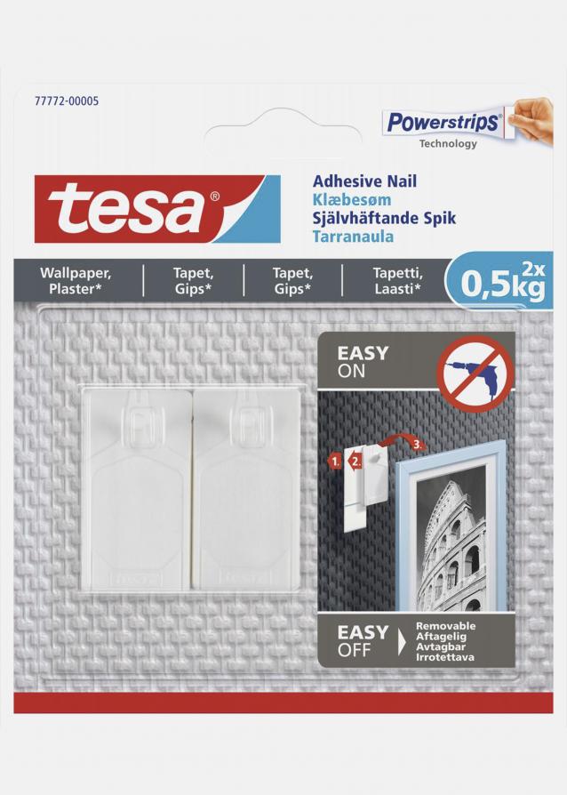 Tesa - Clavo autoadhesivo ajustable para todo tipo de paredes (máx 2x0,5 kg)