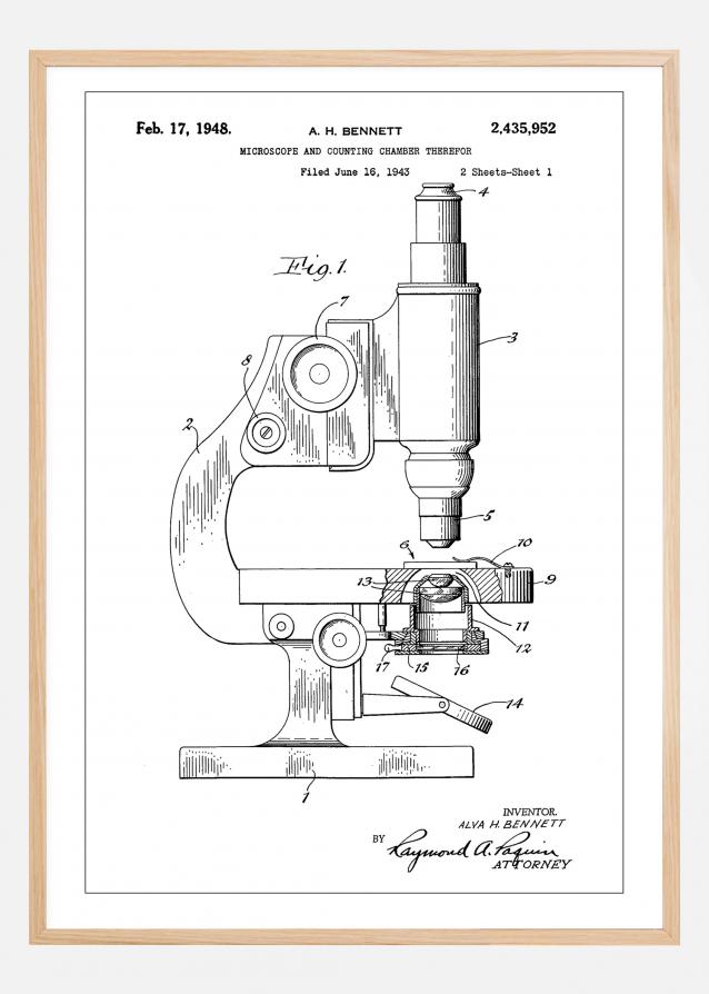 Patent Print - Microscope - White Póster