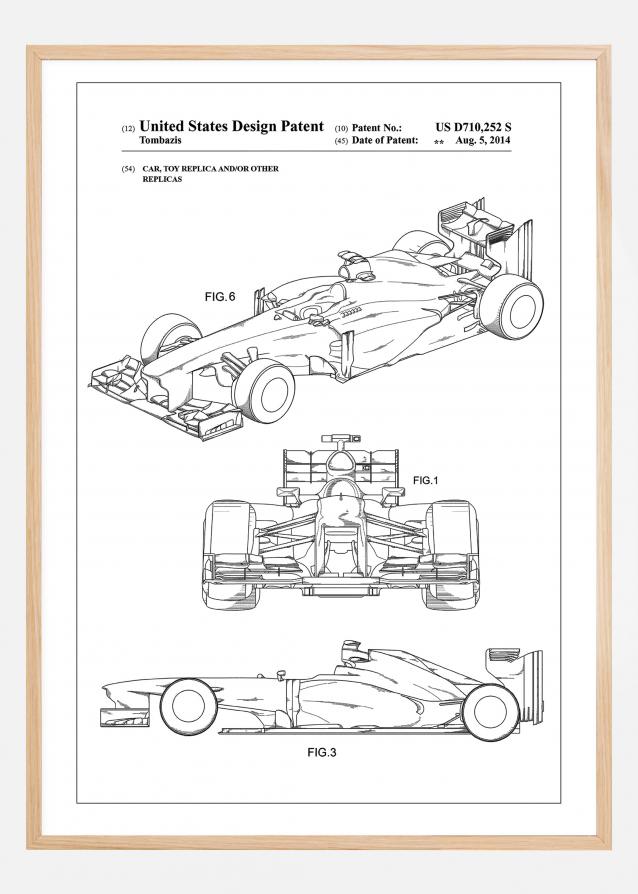 Patent Print - Formula 1 Racing Car - White Póster