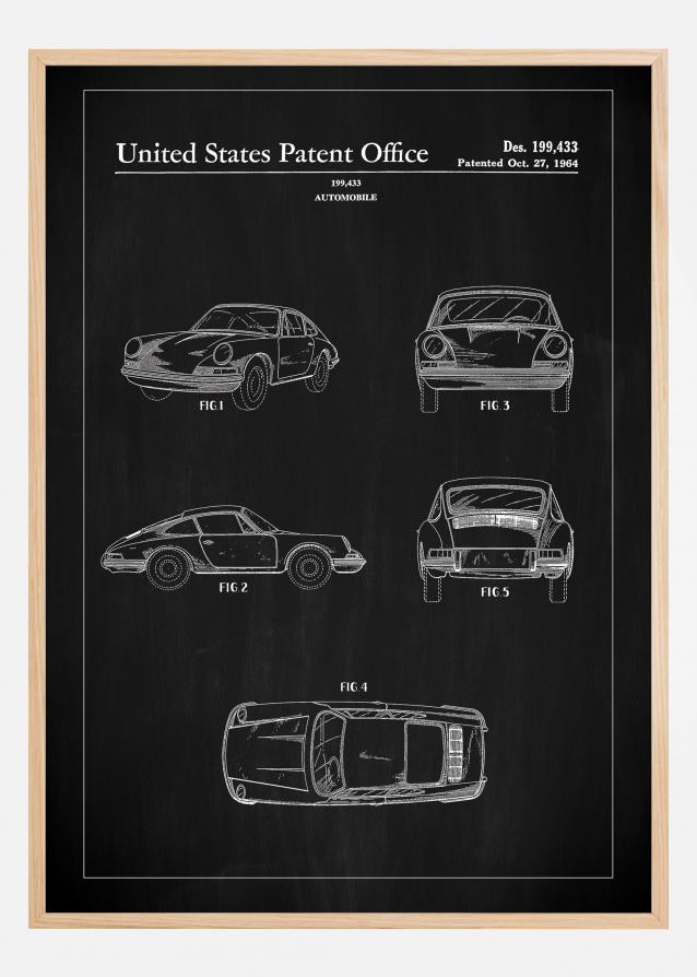 Patent Print - Porsche 911 Carrera - Black Póster