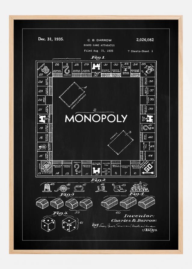Dibujo de patente - Monopoly I - Negro Póster