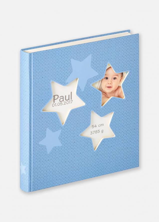 Estrella Álbum para bebés Azul - 28x30,5 cm (50 Páginas blancas / 25 hojas)