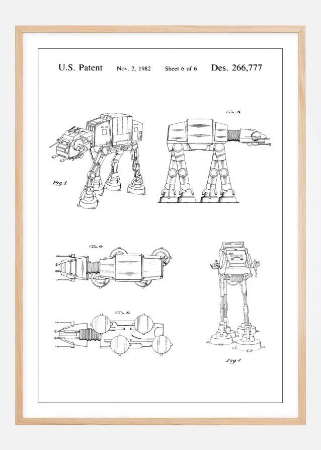 Dibujo de patente - Star Wars - Walker - Blanco Póster