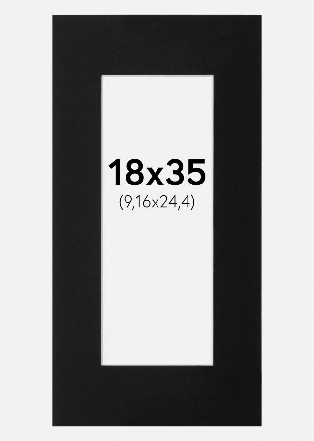 Paspartú Negro Estándar (Borde interior blanco) 18x35 cm (9,16x24,4)