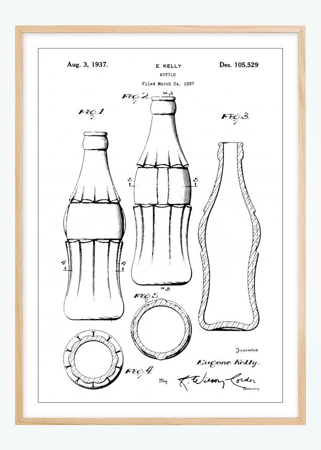 Dibujo de patente - Botella de coca-cola Póster