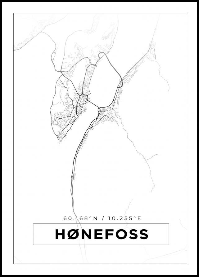 Mapa - Hønefoss - Cartel blanco