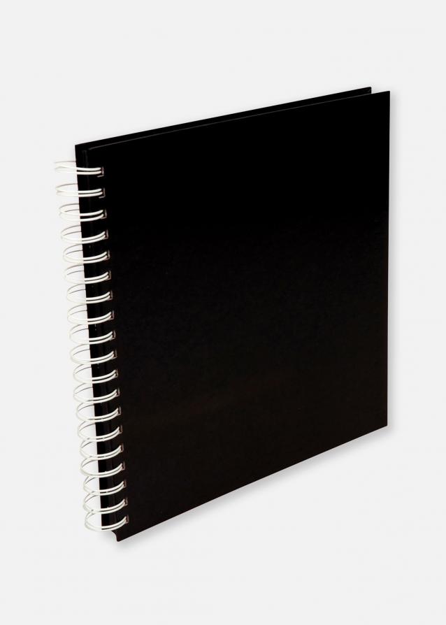 Cuadrado Álbum de fotos de espiral Negro - 25x25 cm (80 Páginas negras)