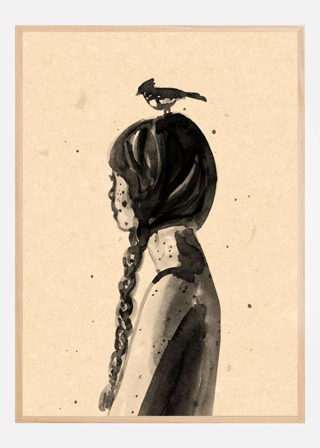 Girl with Bird Póster