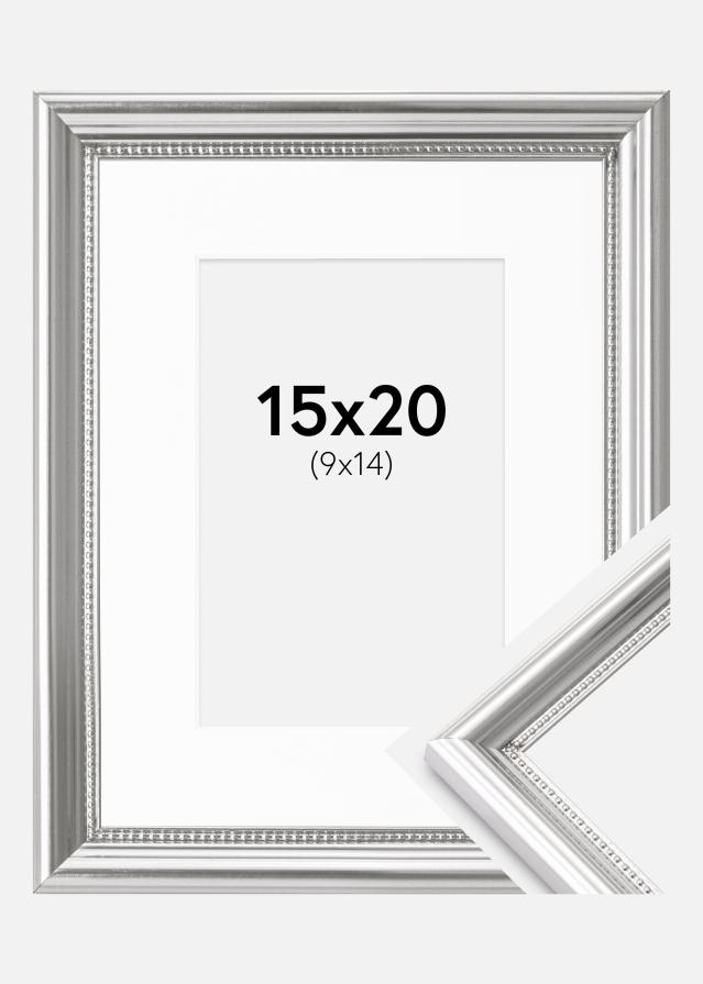 Marco Gala Plateado 15x20 cm - Paspartú Blanco 10x15 cm