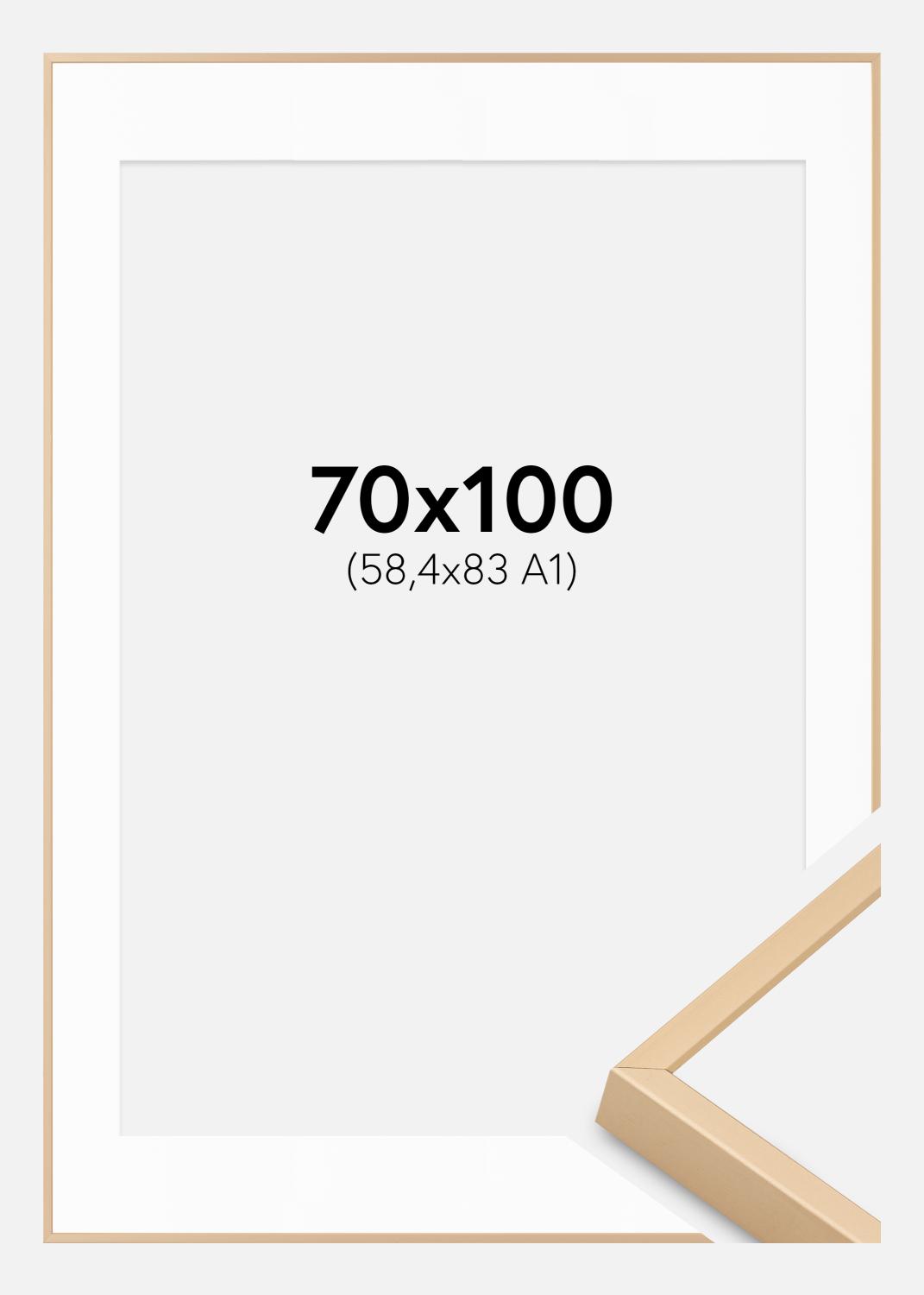 Product Image for Marco Aluminio Latón 70x100 cm - Paspartús Blanco 59,4x84 cm