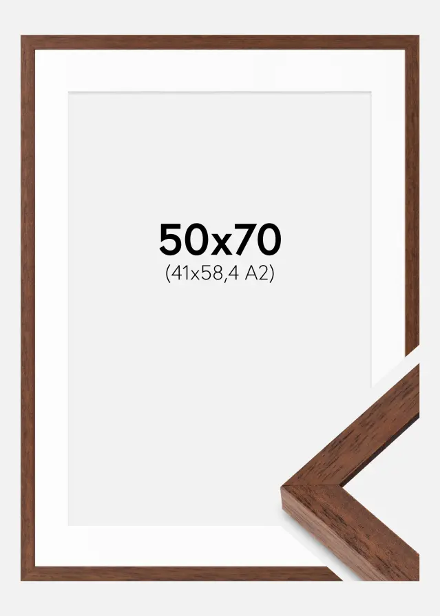 Marco Hermes Teak 50x70 cm - Paspartús Blanco 42x59,4 cm