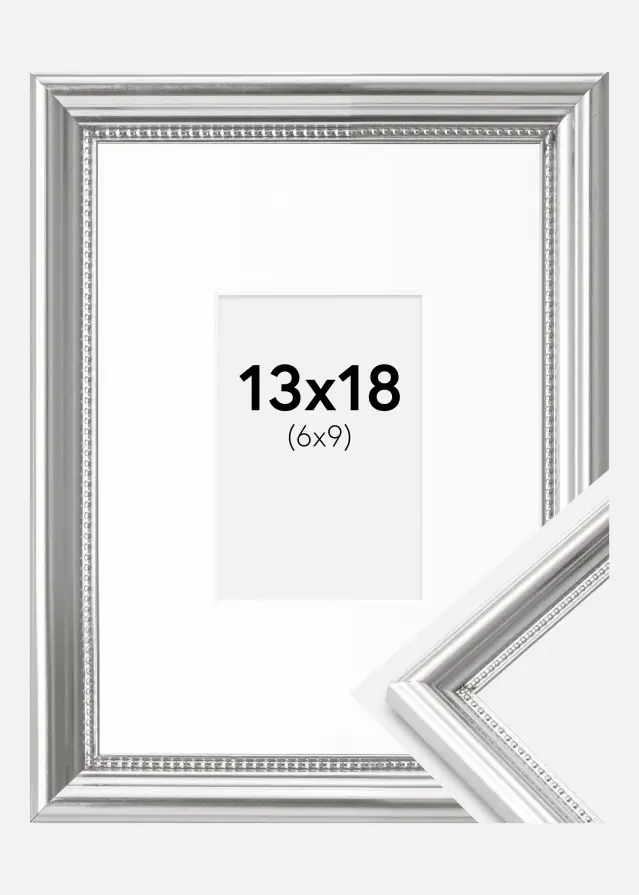 Marco Gala Plateado 13x18 cm - Paspartú Blanco 7x10 cm