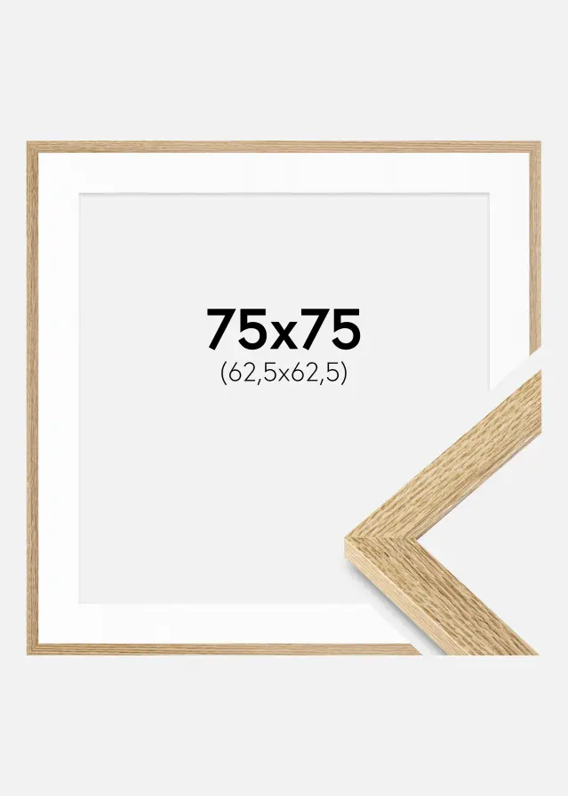 Marco Selection Roble 75x75 cm - Paspartús Blanco 25x25 inches