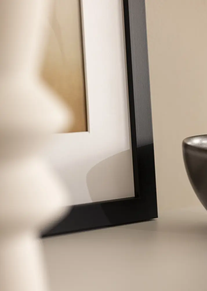 Marco negro madera 35x90 cm - Paspartús Blanco 25x80 cm