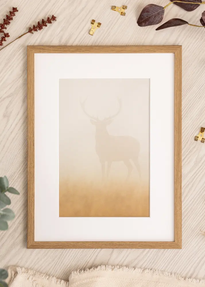 Marco Modern Teak 60x80 cm - Paspartús Blanco 52x72 cm