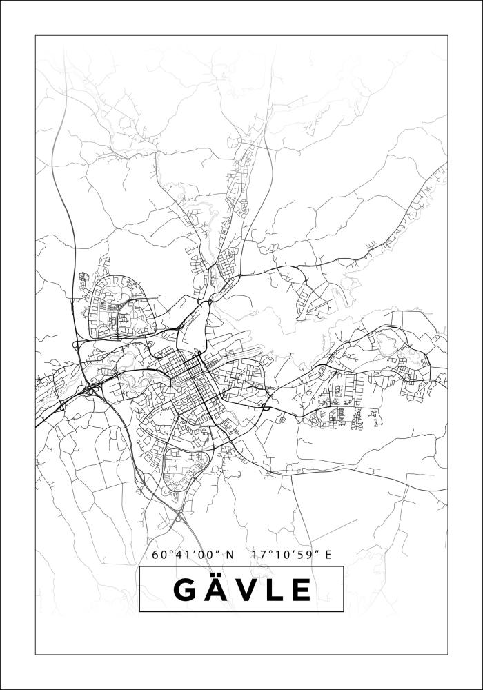 Mapa - Gävle - Cartel blanco