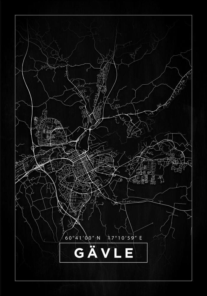 Mapa - Gävle - Cartel negro