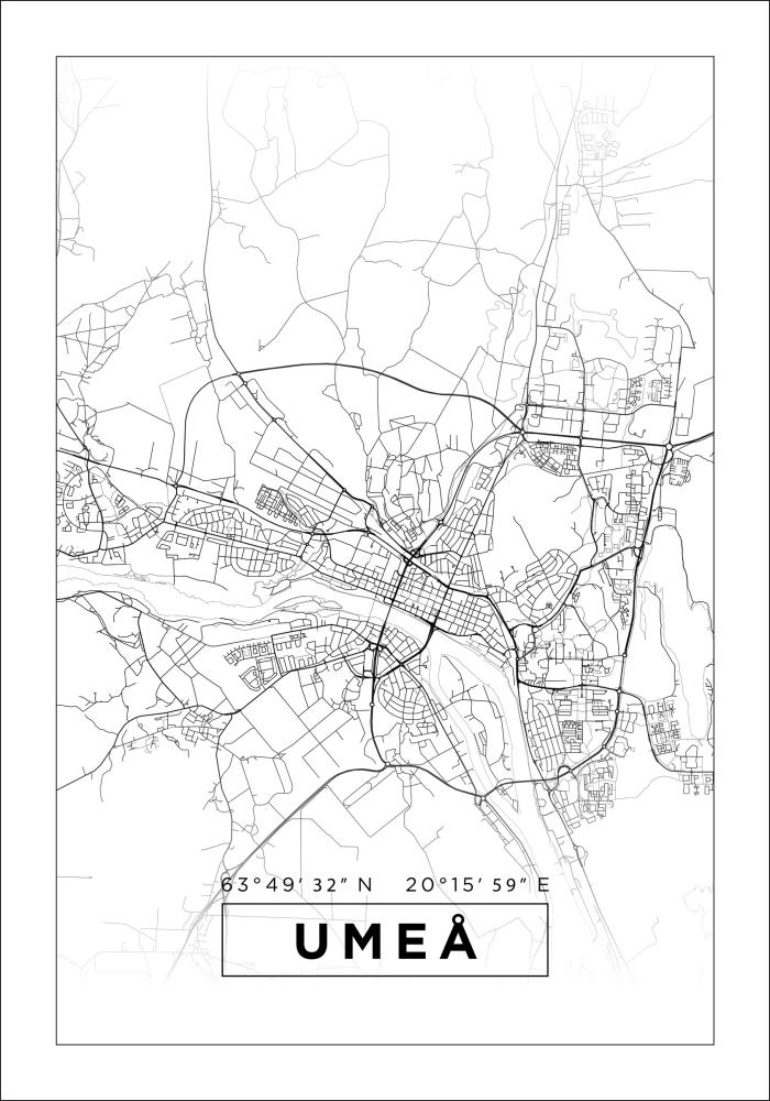 Mapa - Umeå - Cartel blanco