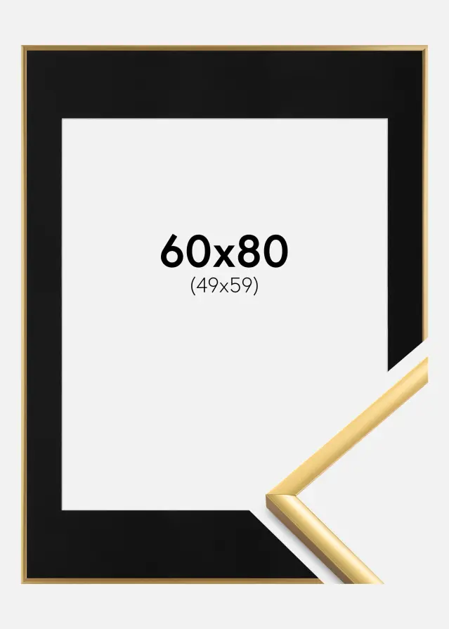 Marco New Lifestyle Shiny Gold 60x80 cm - Paspartú Negro 50x60 cm