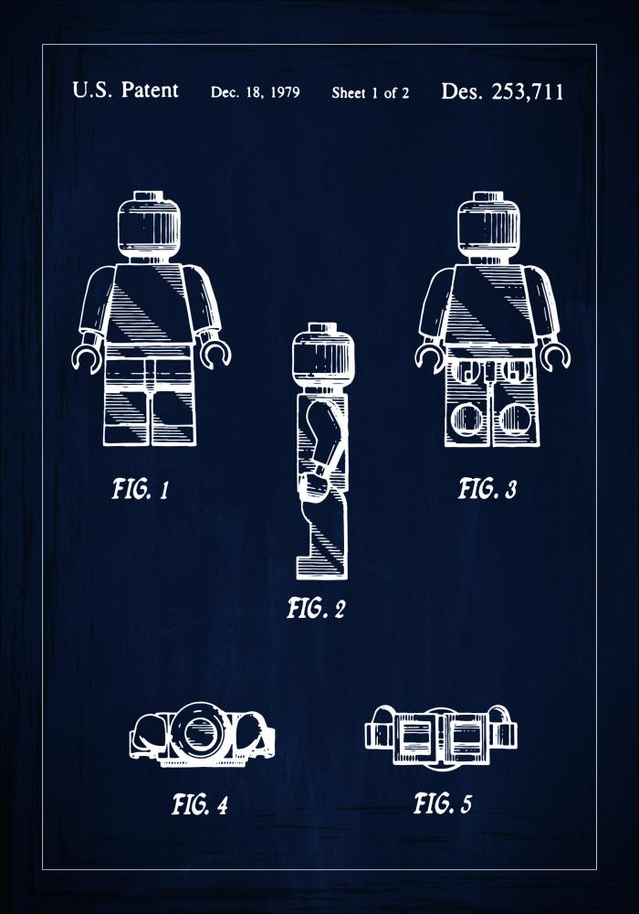 Dibujo de patente - Lego I - Azul Póster