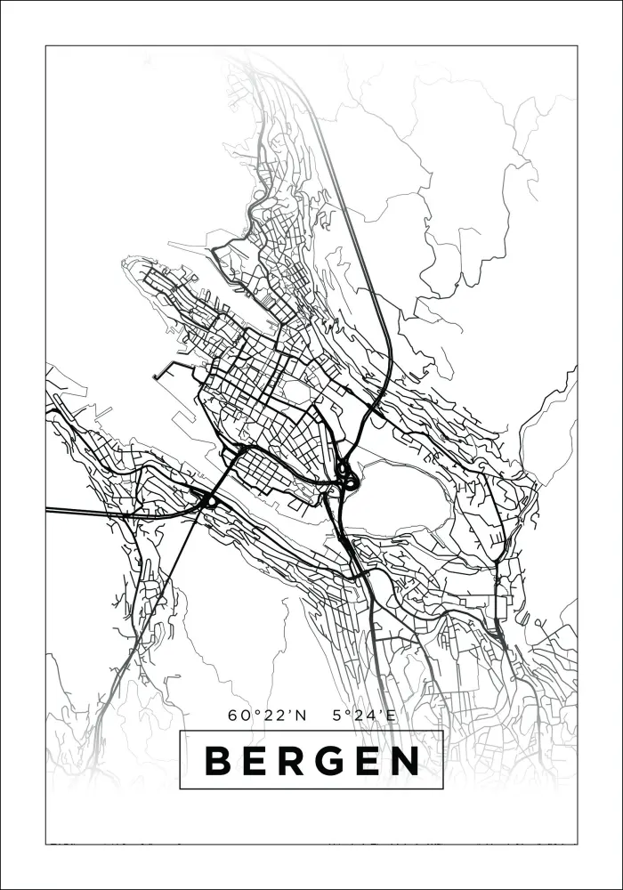 Mapa - Bergen - Cartel blanco