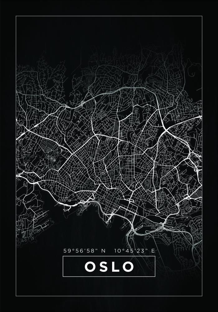 Mapa - Oslo - Negro Póster