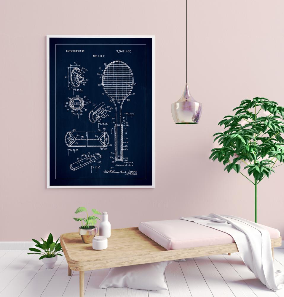 Patent Print - Tennis Racket - Blue Póster