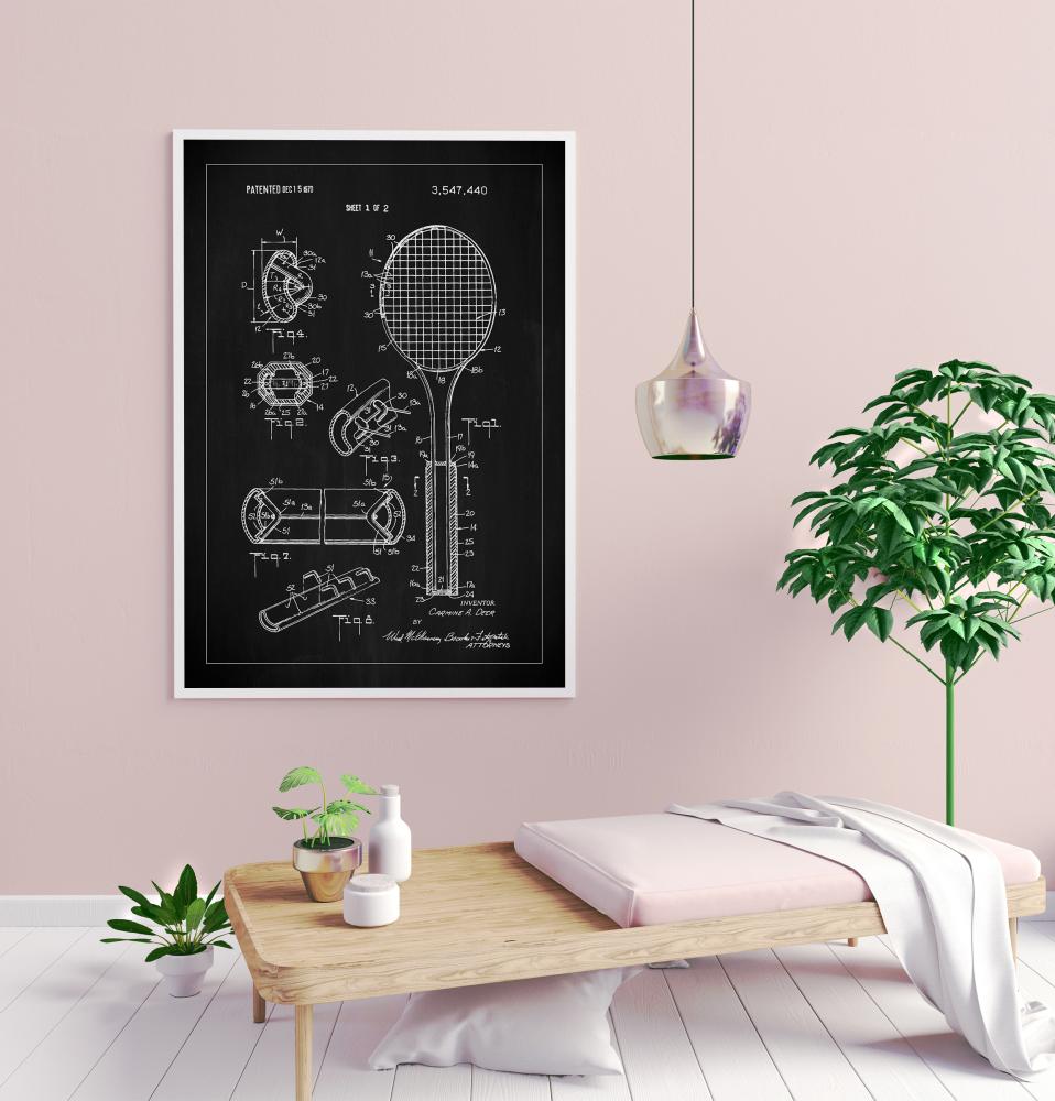 Patent Print - Tennis Racket - Black Póster