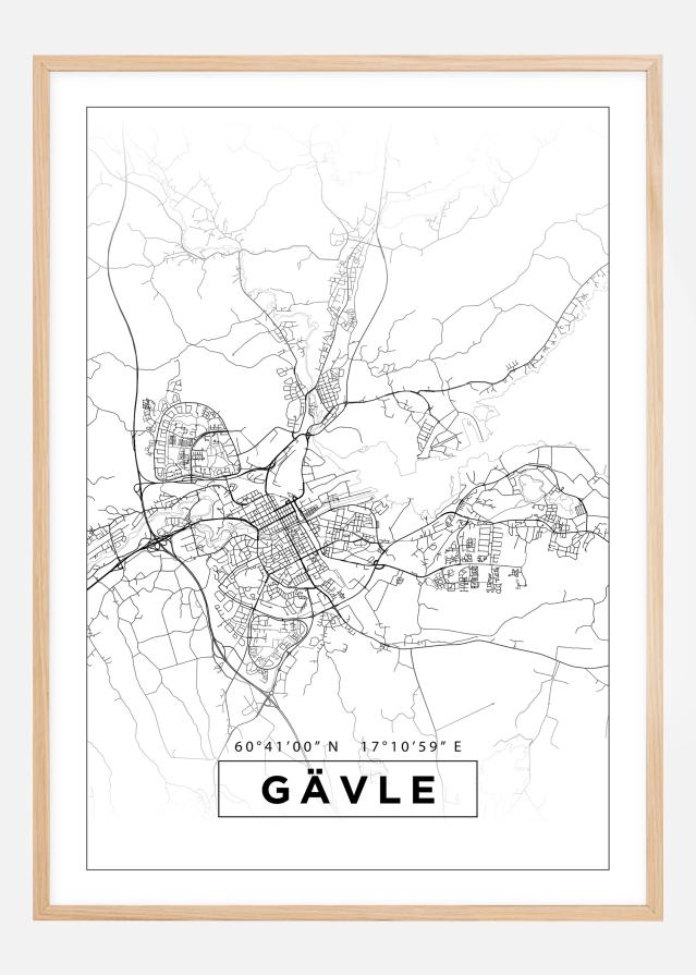 Mapa - Gävle - Cartel blanco