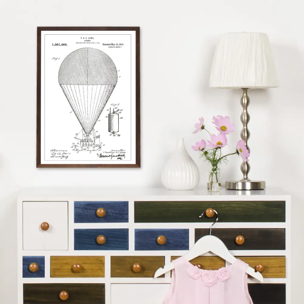 Dibujo de patente - Dirigible - Blanco Póster