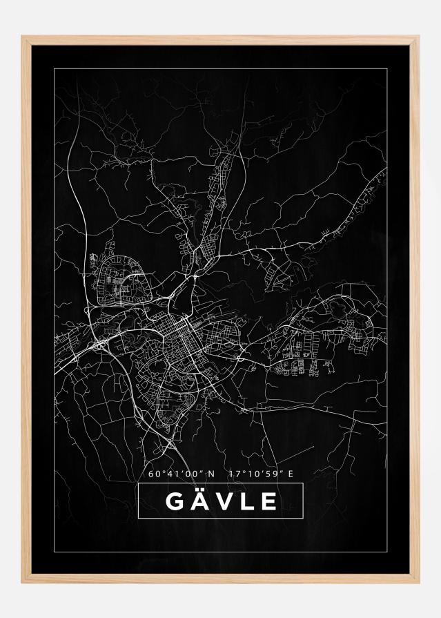 Mapa - Gävle - Cartel negro