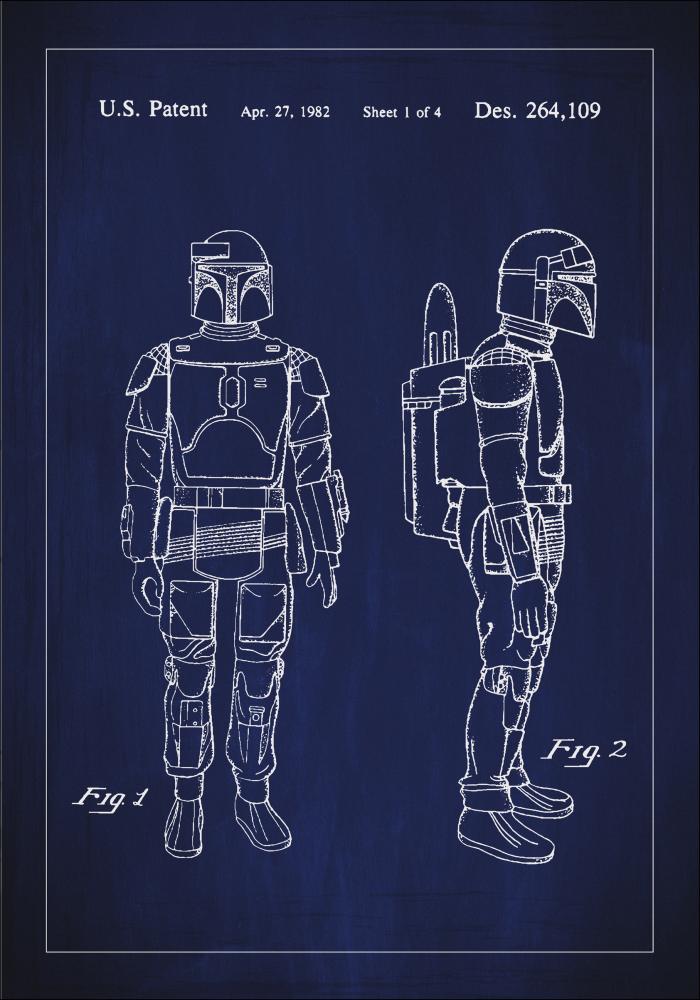 Dibujo de patente - Star Wars - Boba Fett - Azul Póster