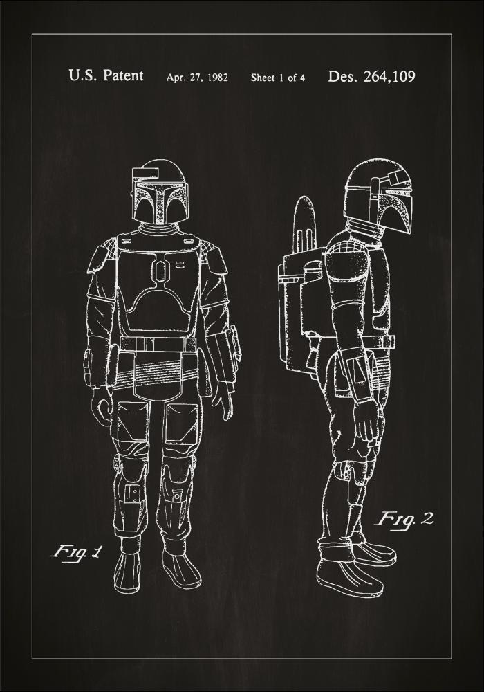 Dibujo de patente - Star Wars - Boba Fett - Negro Póster