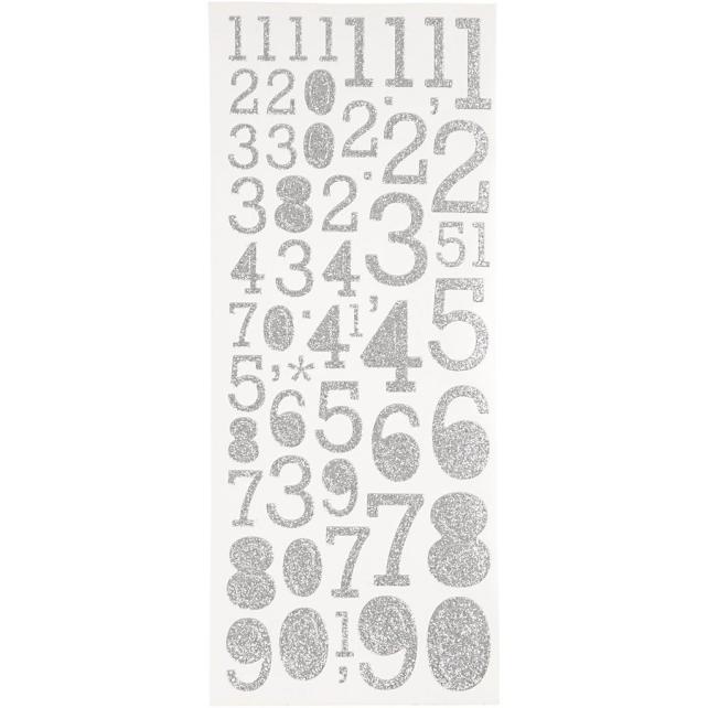 Focus Glitterstickers Plateado Numbers