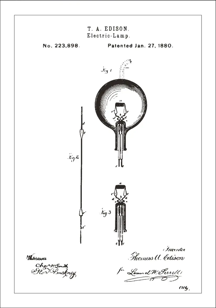 Dibujo de patente - Bombilla B - Blanco Póster