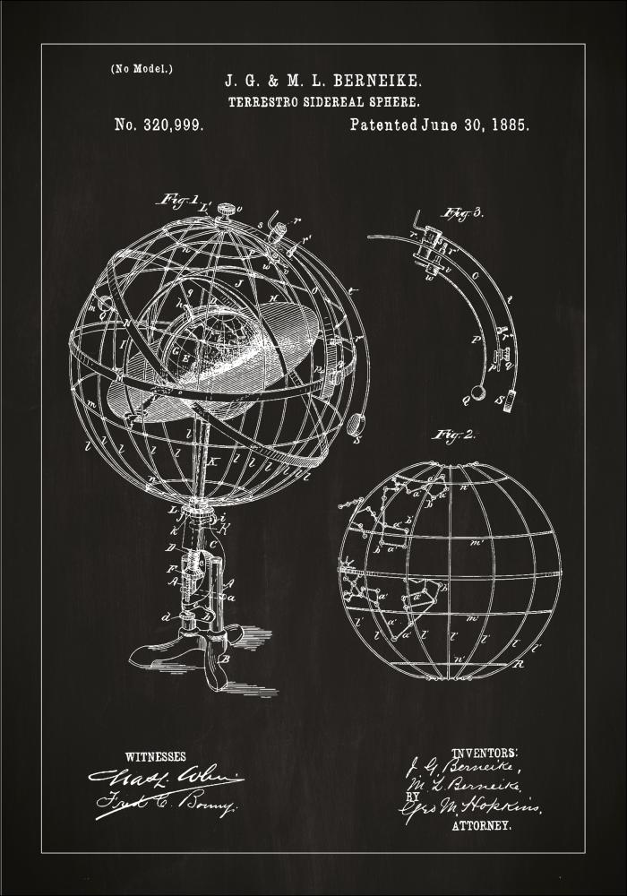 Dibujo de patente - Modelo astronómico - Negro Póster