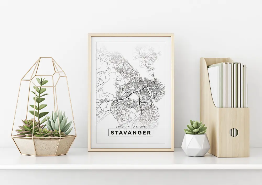 Mapa - Stavanger - Cartel blanco
