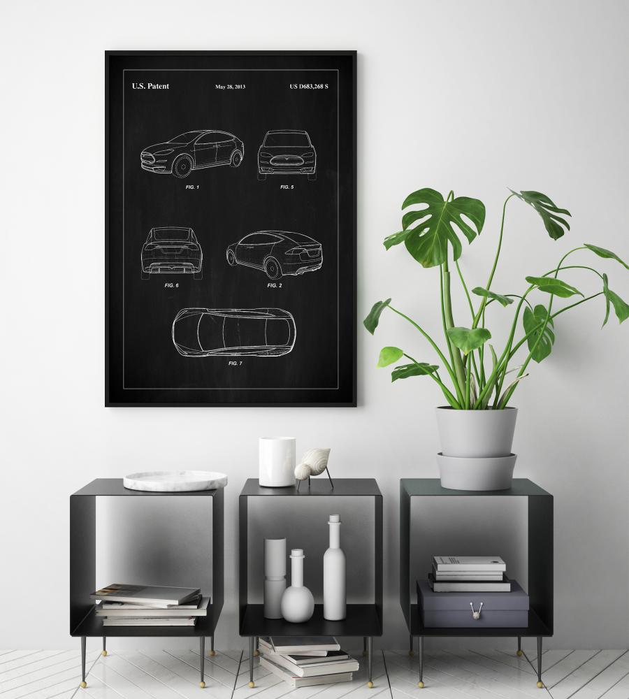 Patent Print - Tesla - Black Póster