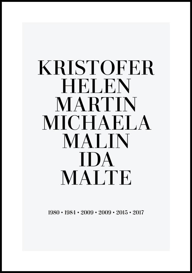 Cuadro de familia - 7 Nombre y Año de nacimiento - Gris