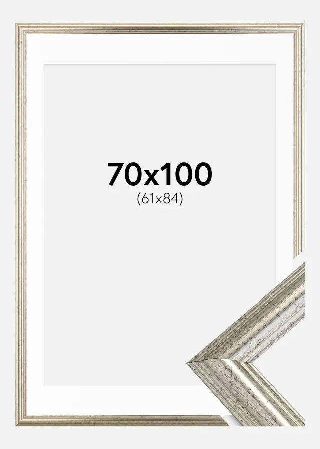 Marco Västkusten Plateado 70x100 cm - Paspartú Blanco 62x85 cm