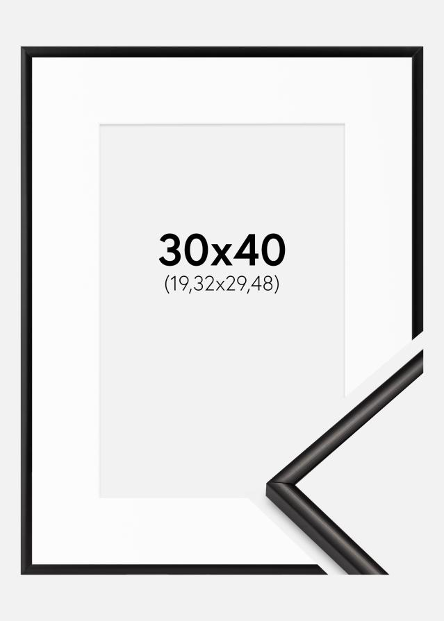 Marco Scandi Negro mate 30x40 cm - Paspartú Blanco 8x12 inches