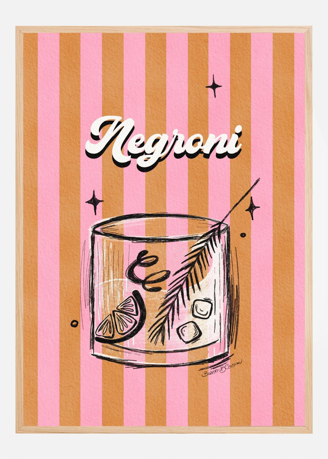 Product Image for Negroni Drink on Stripes Póster (21x29.7 cm (A4))