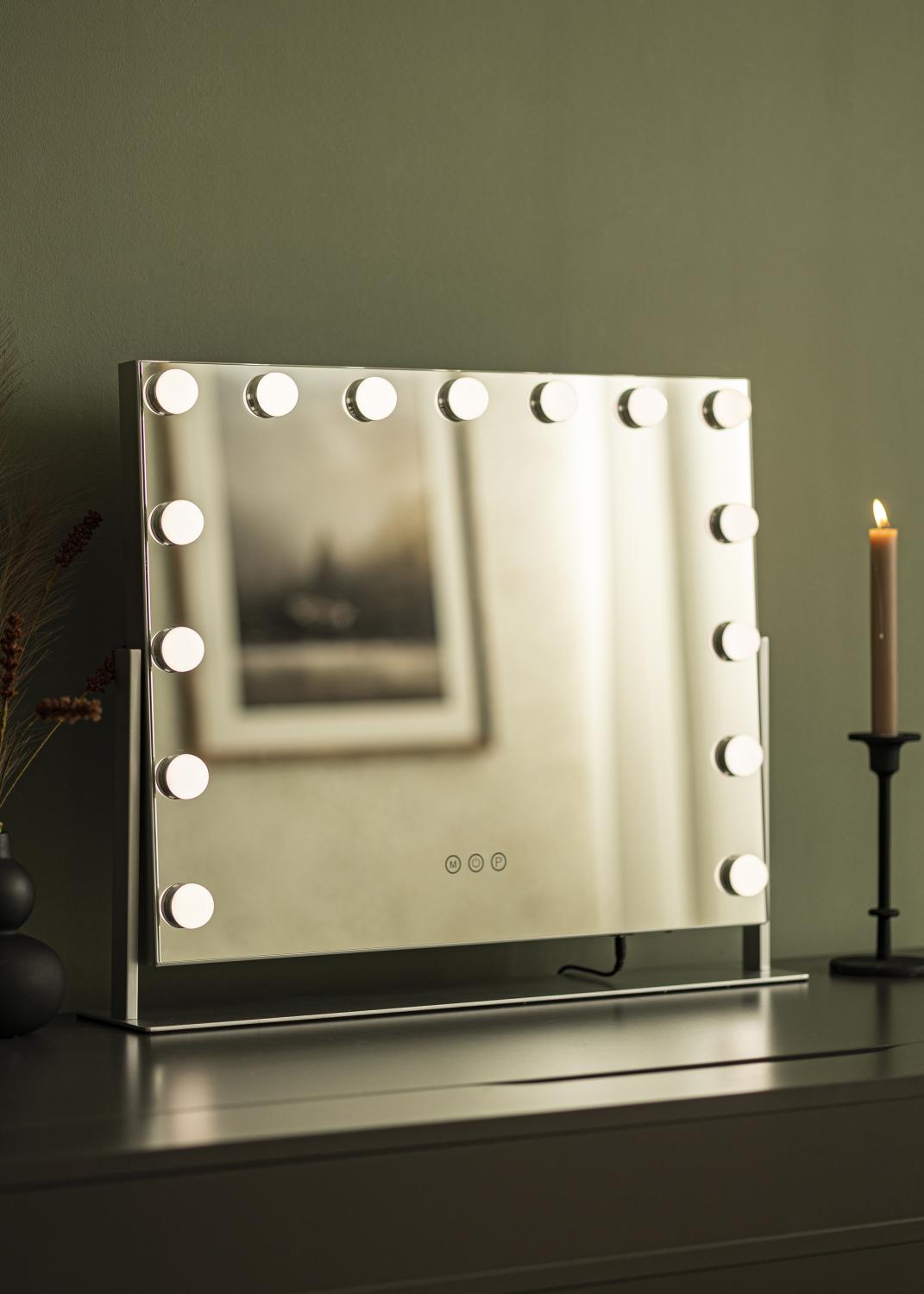 Product Image for KAILA Espejo tocador Soft Corner LED Plateado 60x52 cm