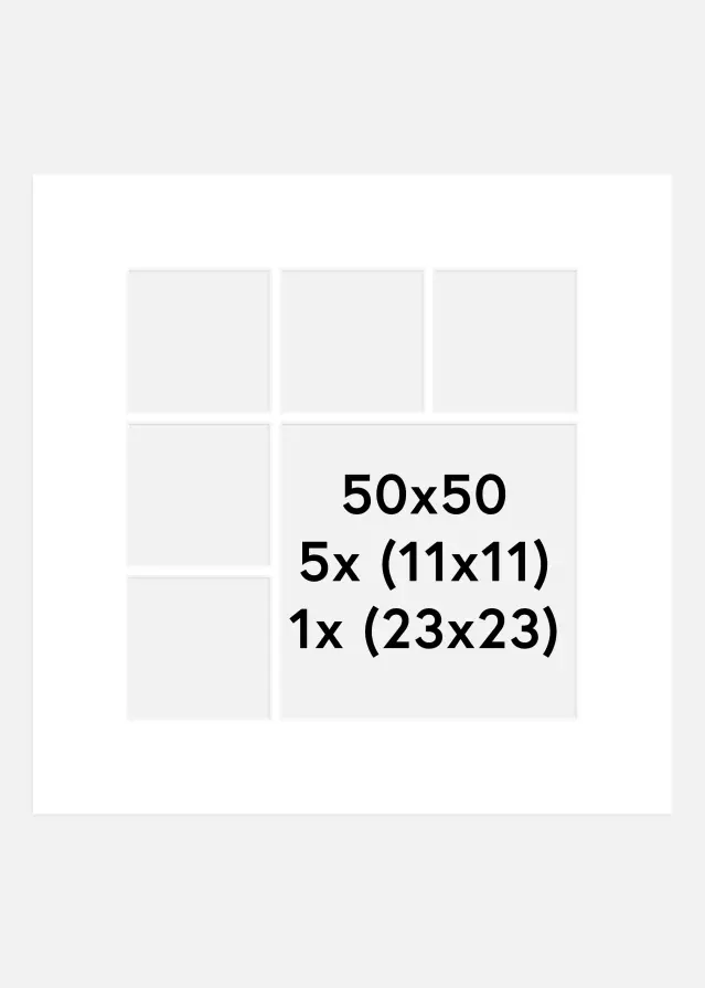 Paspartú Blanco (Borde interior blanco) Collage 6 Fotos 50x50 cm