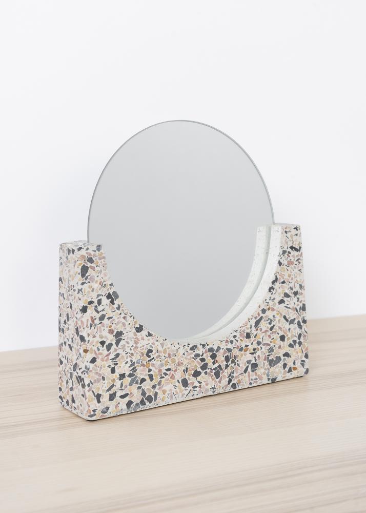 Espejo de mesa Terrazzo Blanco 17 cm Ø