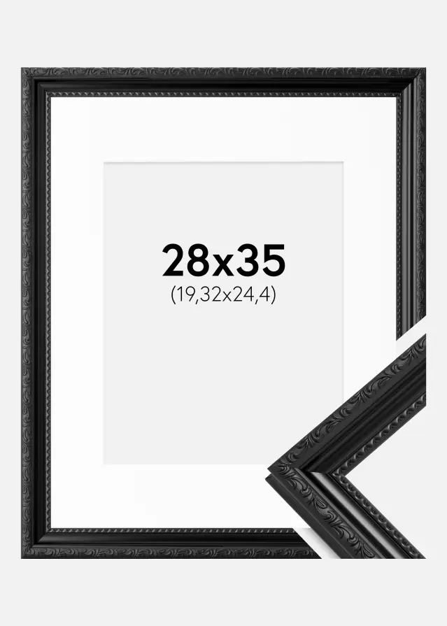 Marco Abisko Negro 28x35 cm - Paspartú Blanco 8x10 inches