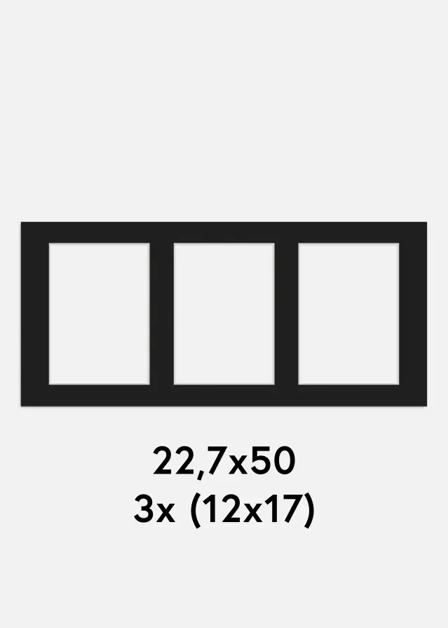 Paspartú Negro 22,7x50 cm - Collage 3 Fotos (12x17 cm)