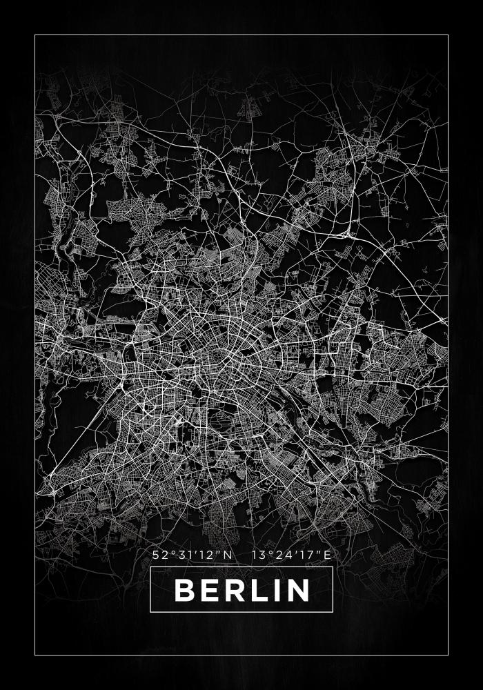 Mapa - Berlin - Negro Póster