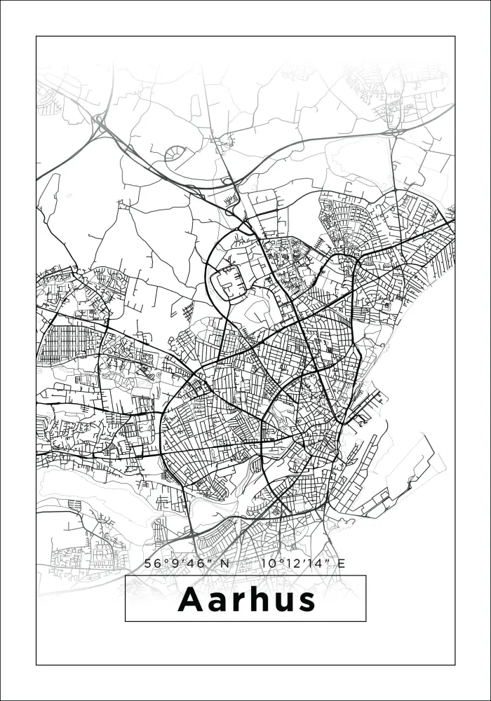 Mapa - Aarhus - Cartel blanco
